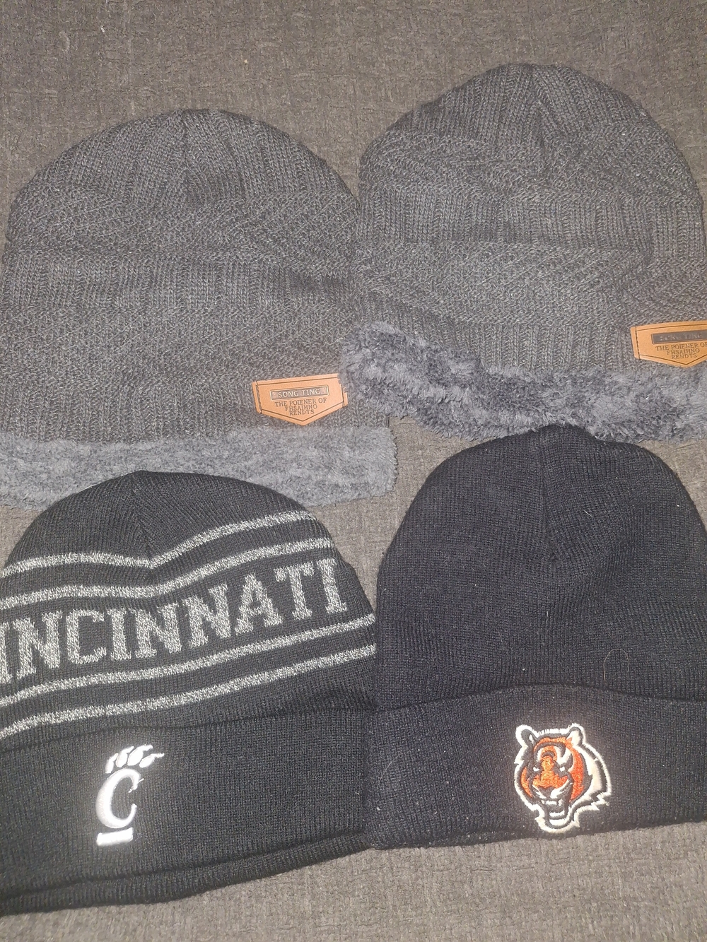 Cincinnati & Grey Knit Beanie Hat Bundle - Team and Solid Styles